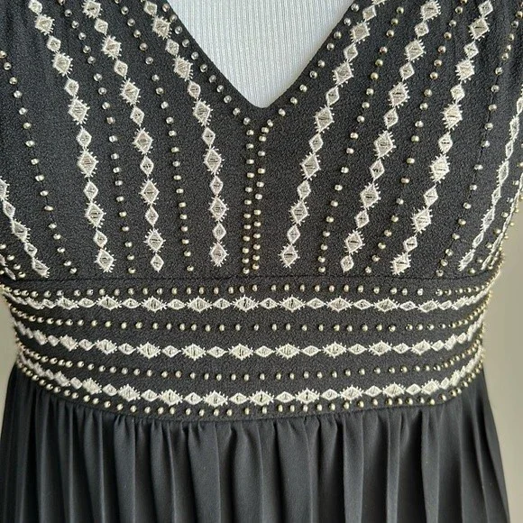 Lulus Glamorous Gala Black Embroidered Maxi Dress Pleated Skirt Black Size XS - Picture 5 of 8